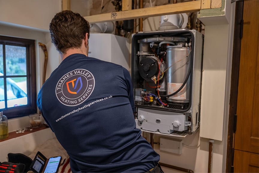 Annual boiler service carried out by a Gas Safe registered engineer in Reading